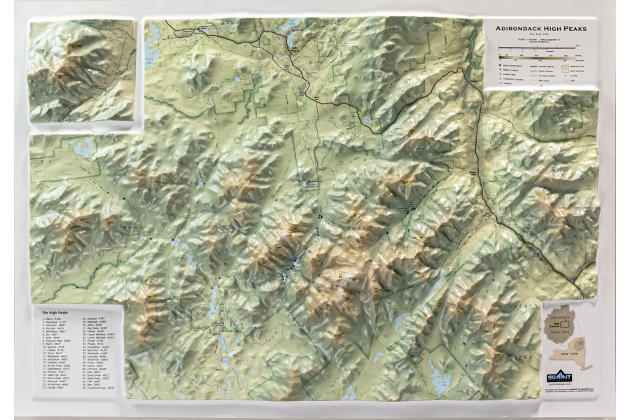 Adirondack High Peaks 3D Raised-Relief Map