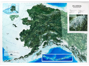 Alaska State 3D Earth Image Map - Fully Framed