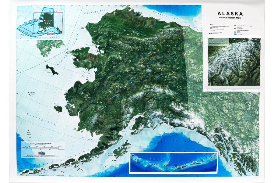 Alaska State 3D Earth Image Map - Fully Framed