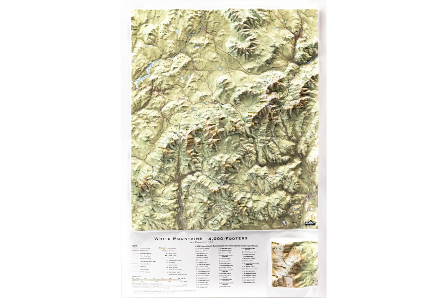 White Mtns 4000-Footers – 3D Mountain Map